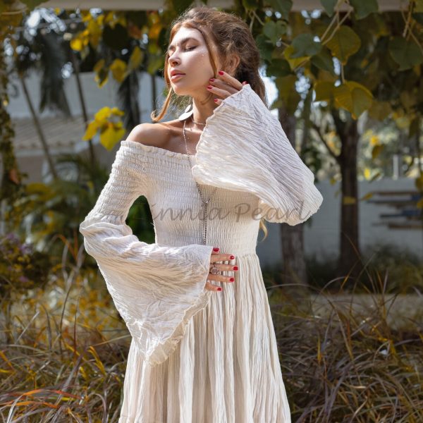 Celestial Romance: Lucia Off-Shoulder Boho Wedding Dress - An Exquisite Journey of Romance and Self-Expression - Inclusive Design for All - Image 4