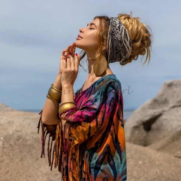 Unleash Your Inner Boho Goddess with our Handmade Tiedye Dress Tunic Arlo – A Vibrant Fusion of Colors for True Self-Expression - Image 3