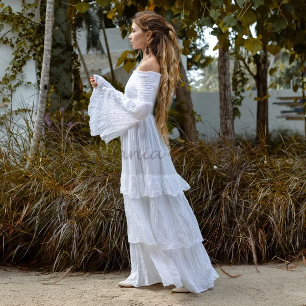 Celestial Romance: Lucia Off-Shoulder Boho Wedding Dress - An Exquisite Journey of Romance and Self-Expression - Inclusive Design for All - Image 4