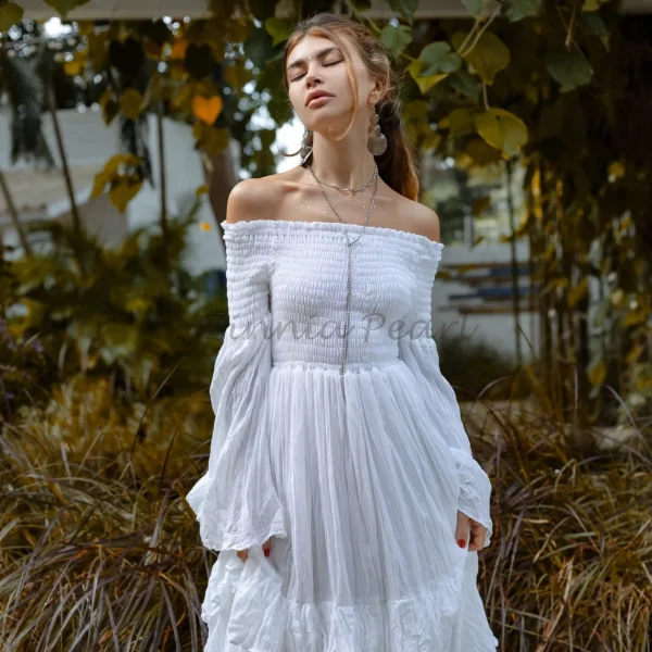 Celestial Romance: Lucia Off-Shoulder Boho Wedding Dress - An Exquisite Journey of Romance and Self-Expression - Inclusive Design for All - Image 2