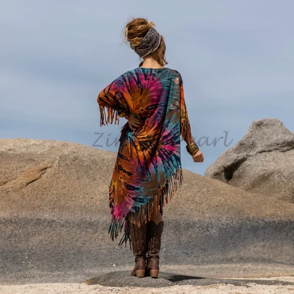 Unleash Your Inner Boho Goddess with our Handmade Tiedye Dress Tunic Arlo – A Vibrant Fusion of Colors for True Self-Expression - Image 2