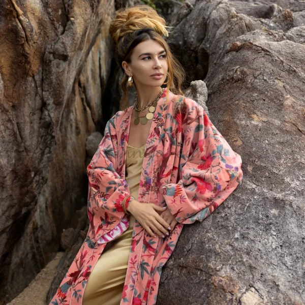 Mai Velvet Kimono - True Elegance: Handmade Lux for the Free-Spirited Soul – Unleash Your Boho-Chic Style at Zinnia Pearl - Inclusive Sizing - Image 3