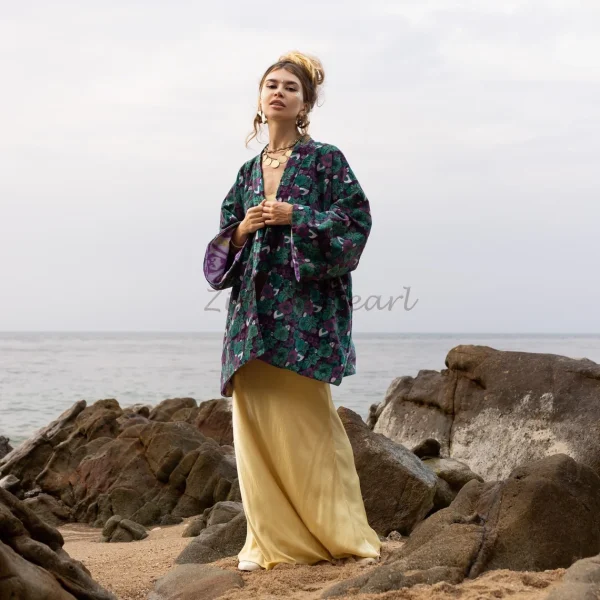 Mei - Velvet Whispers - Short Velvet Kimono - Luxurious Handmade Gift for Boho Lovers