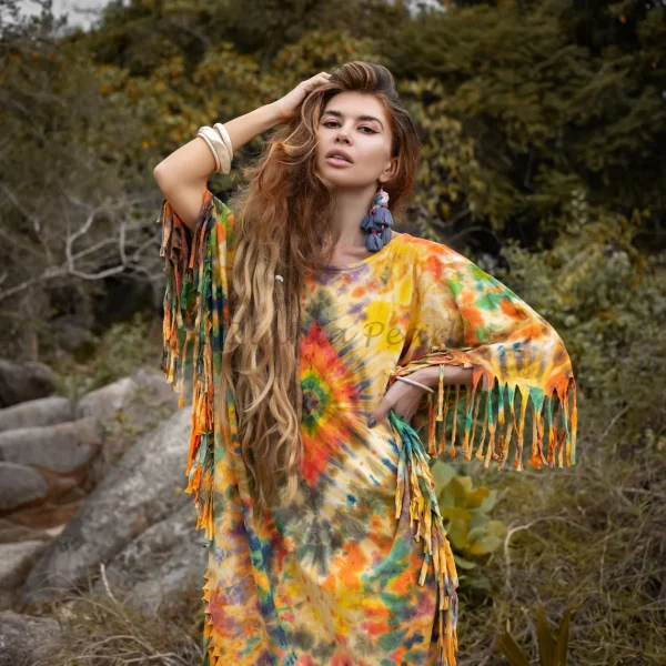 Celebrate Authenticity with the Enchanted Earth Arlo Poncho: A True Art Piece, Lovingly Hand-Tiedye to Amplify Your True Expression - Image 2