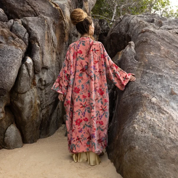 Mai Velvet Kimono - True Elegance: Handmade Lux for the Free-Spirited Soul – Unleash Your Boho-Chic Style at Zinnia Pearl - Inclusive Sizing - Image 2