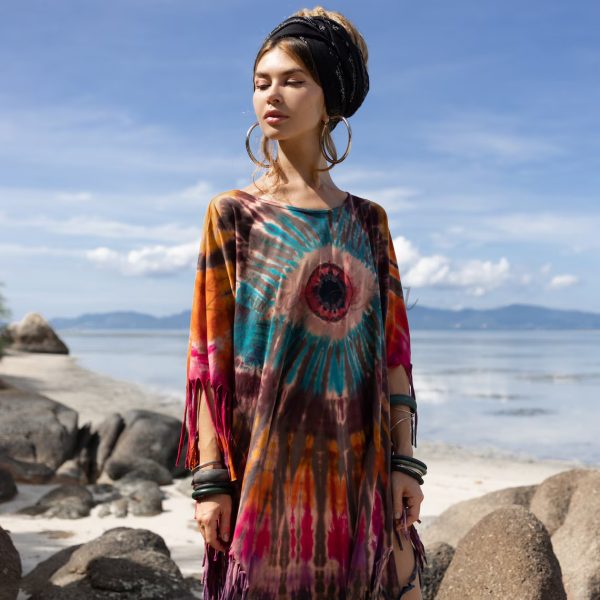 Celebrate Authenticity with the Enchanted Earth Arlo Poncho: A True Art Piece, Lovingly Hand-Tiedye to Amplify Your True Expression - Image 2