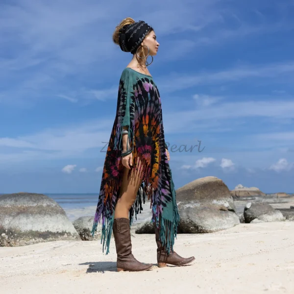 Enchanted Earth - Arlo: Vintage Inspired Tiedye Poncho for Your True Expression - Inclusive Sizing for Every Free Spirit - Handmade with Luv - Image 3