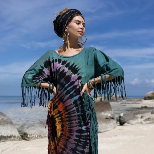 Enchanted Earth - Arlo: Vintage Inspired Tiedye Poncho for Your True Expression - Inclusive Sizing for Every Free Spirit - Handmade with Luv - Image 2