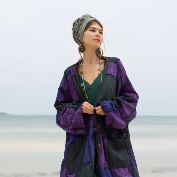 Veda - Ethereal Splendor - Handcrafted Plus Size Patchwork Kimono Duster - A Vintage-inspired Masterpiece - Image 2