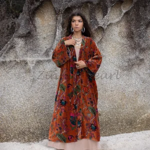 Mai Velvet Kimono - True Elegance: Handmade Lux for the Free-Spirited Soul – Unleash Your Boho-Chic Style at Zinnia Pearl - Inclusive Sizing