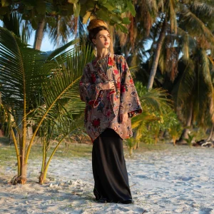 Mei - Velvet Whispers - Short Velvet Kimono - Luxurious Handmade Gift for Boho Lovers