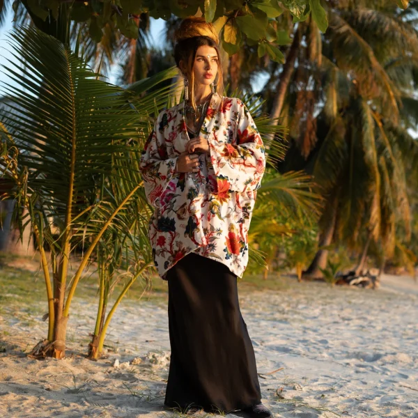 Mei - Velvet Whispers - Short Velvet Kimono - Luxurious Handmade Gift for Boho Lovers