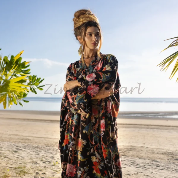 Mai Velvet Kimono: A Classic Elegant Piece for the Free-Spirited Soul – Handmade with Care for Every Body in Mind Perfect Year - Round Style - Image 2