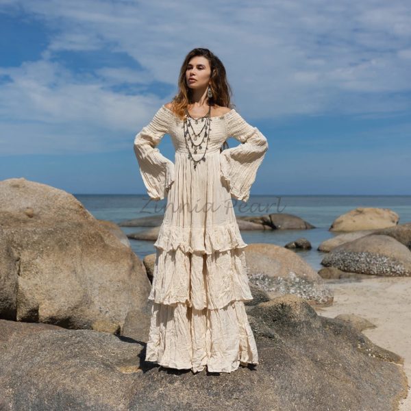 Celestial Romance: Lucia Off-Shoulder Boho Wedding Dress - An Exquisite Journey of Romance and Self-Expression - Inclusive Design for All