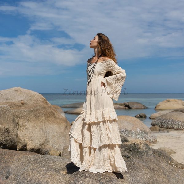 Celestial Romance: Lucia Off-Shoulder Boho Wedding Dress - An Exquisite Journey of Romance and Self-Expression - Inclusive Design for All - Image 3