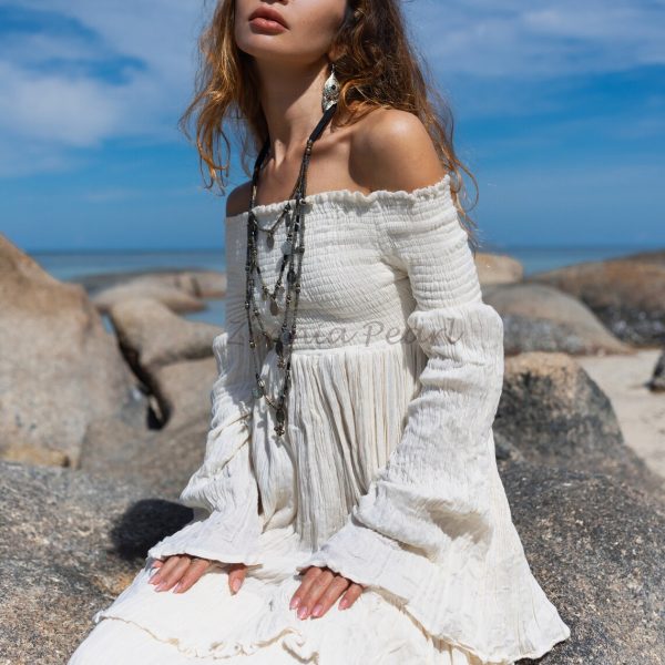 Celestial Romance: Lucia Off-Shoulder Boho Wedding Dress - An Exquisite Journey of Romance and Self-Expression - Inclusive Design for All - Image 4