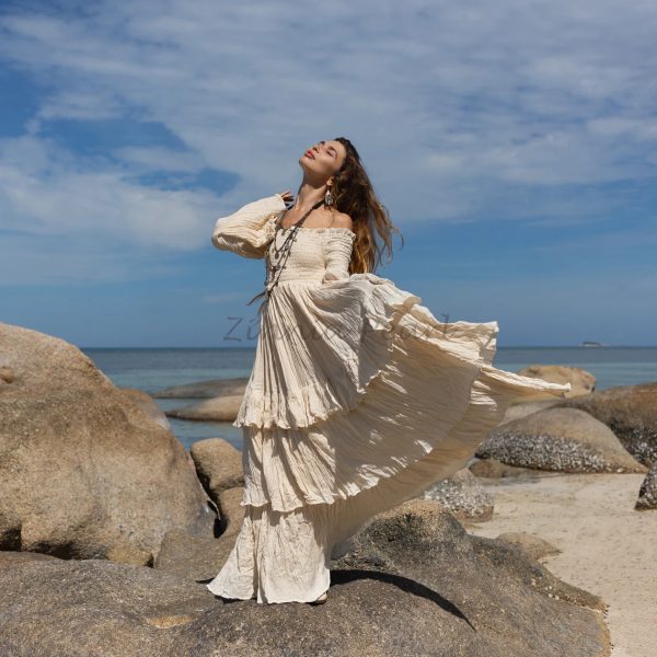 Celestial Romance: Lucia Off-Shoulder Boho Wedding Dress - An Exquisite Journey of Romance and Self-Expression - Inclusive Design for All - Image 4