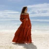 Lucia Wedding Dress Off-Shoulder Bohemian Wedding Dress Boho Resort Vacation Dress Regular Size Plus Size Cotton Mult. Sizes Special Gifts