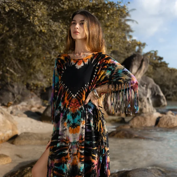 Enchanted Earth - Arlo: Vintage Inspired Tiedye Poncho for Your True Expression - Inclusive Sizing for Every Free Spirit - Handmade with Luv - Image 2