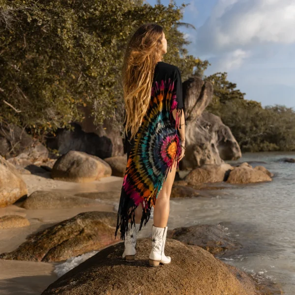 Express Your Boho Spirit with our ARLO Festival Poncho Tunic Dress - Own Your Unique Vibe - Embrace Your Authenticity - Inclusive Sizing! - Image 3