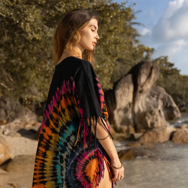 Express Your Boho Spirit with our ARLO Festival Poncho Tunic Dress - Own Your Unique Vibe - Embrace Your Authenticity - Inclusive Sizing! - Image 2