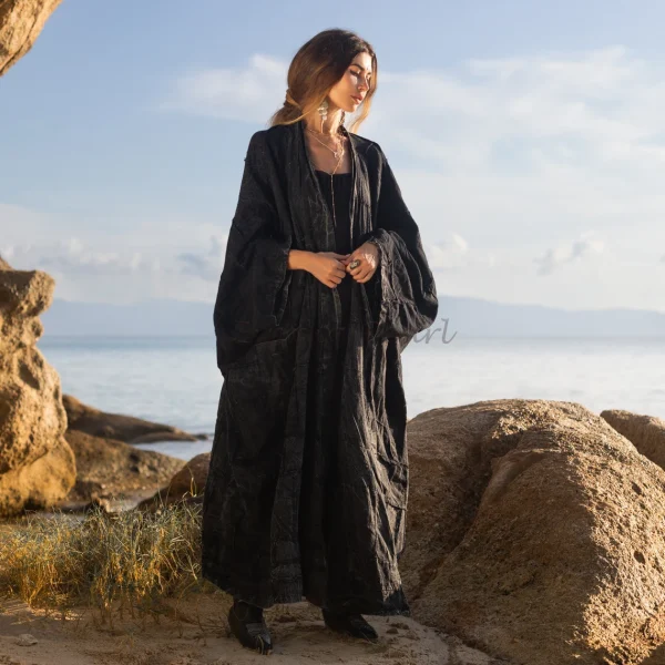 Veda - Ethereal Splendor - Handcrafted Plus Size Patchwork Kimono Duster - A Vintage-inspired Masterpiece