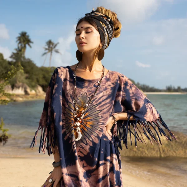 Enchanted Earth - Arlo: Vintage Inspired Tiedye Poncho for Your True Expression - Inclusive Sizing for Every Free Spirit - Handmade with Luv - Image 3