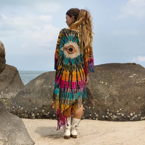 Celebrate Authenticity with the Enchanted Earth Arlo Poncho: A True Art Piece - Hand-Tiedye to Amplify Your True Expression - Inclusive Size - Image 3