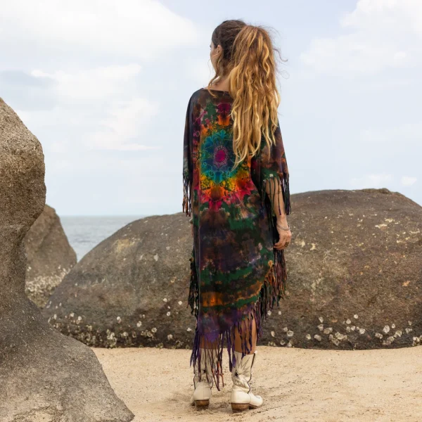 Celebrate Authenticity with the Enchanted Earth Arlo Poncho: A True Art Piece - Hand-Tiedye to Amplify Your True Expression - Inclusive Size - Image 3