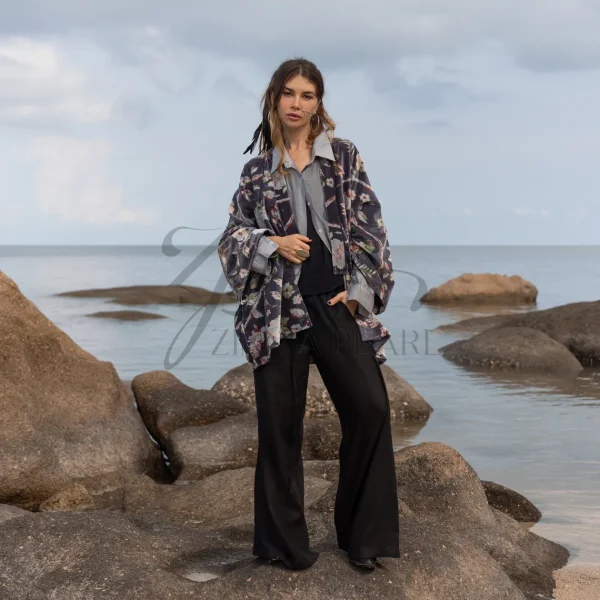 Mei - Velvet Whispers - Handmade Kimono Jacket for Boho Lovers - Inclusive Sizes - Exquisitely Crafted for your Unique Style.