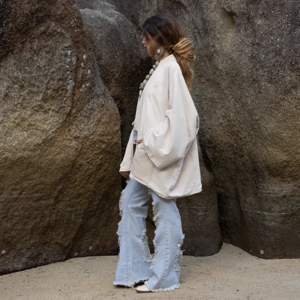 Mei - Velvet Whispers - Handmade Kimono Jacket for Boho Lovers - Inclusive Sizes - Exquisitely Crafted for your Unique Style.