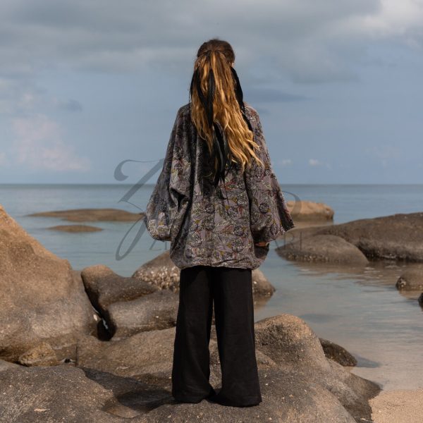 Mei - Velvet Whispers - Handmade Kimono Jacket for Boho Lovers - Inclusive Sizes - Exquisitely Crafted for your Unique Style.