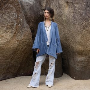 Mei - Velvet Whispers - Handmade Kimono Jacket for Boho Lovers - Inclusive Sizes - Exquisitely Crafted for your Unique Style.