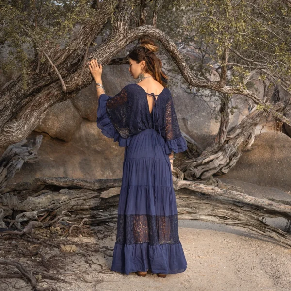 Radiate Elegance in Our Lunette Lace-Trimmed Dress - The Boho-Chic Kaftan Pullover for Your Engagement, Resort Getaways, and Dreamy Vacation