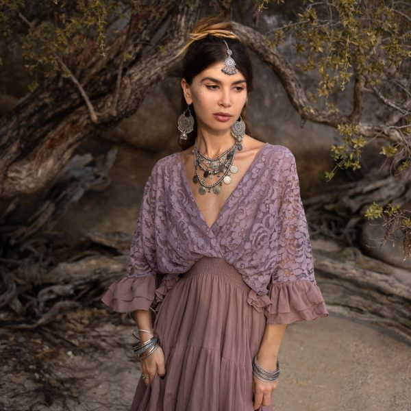 Radiate Elegance in Our Lunette Lace-Trimmed Dress - The Boho-Chic Kaftan Pullover for Your Engagement, Resort Getaways, and Dreamy Vacation - Image 3