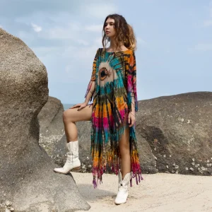 Celebrate Authenticity with the Enchanted Earth Arlo Poncho: A True Art Piece - Hand-Tiedye to Amplify Your True Expression - Inclusive Size