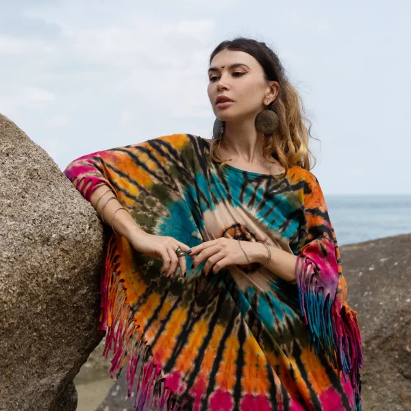 Celebrate Authenticity with the Enchanted Earth Arlo Poncho: A True Art Piece - Hand-Tiedye to Amplify Your True Expression - Inclusive Size - Image 2