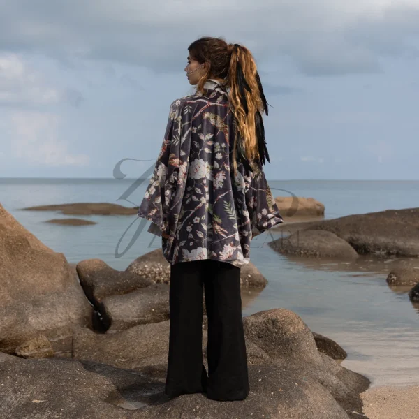 Mei - Velvet Whispers - Handmade Kimono Jacket for Boho Lovers - Inclusive Sizes - Exquisitely Crafted for your Unique Style. - Image 2