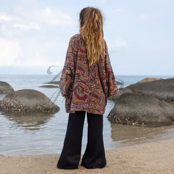 Mei - Velvet Whispers - Handmade Kimono Jacket for Boho Lovers - Inclusive Sizes - Exquisitely Crafted for your Unique Style. - Image 3