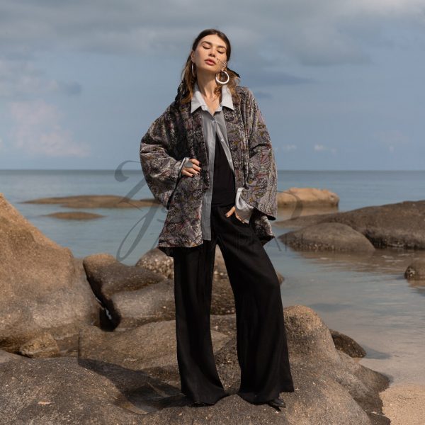 Mei - Velvet Whispers - Handmade Kimono Jacket for Boho Lovers - Inclusive Sizes - Exquisitely Crafted for your Unique Style.