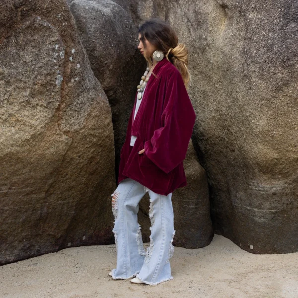 Mei - Velvet Whispers - Handmade Kimono Jacket for Boho Lovers - Inclusive Sizes - Exquisitely Crafted for your Unique Style. - Image 3