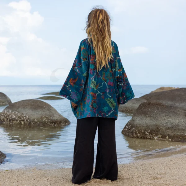 Mei - Velvet Whispers - Handmade Kimono Jacket for Boho Lovers - Inclusive Sizes - Exquisitely Crafted for your Unique Style - Image 2