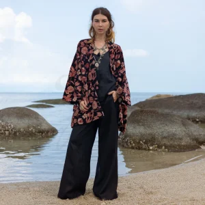 Mei - Velvet Whispers - Handmade Kimono Jacket for Boho Lovers - Inclusive Sizes - Exquisitely Crafted for your Unique Style