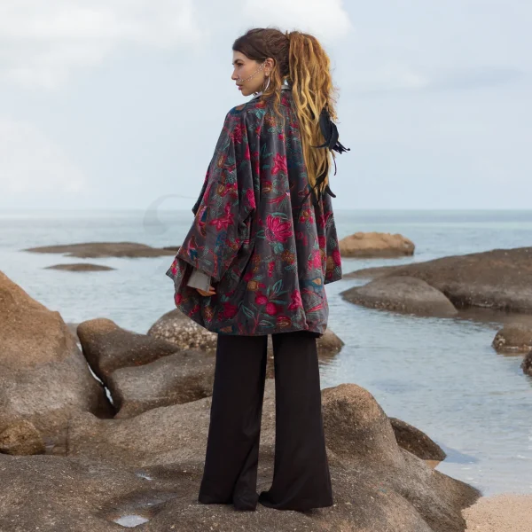 Mei - Velvet Whispers - Handmade Kimono Jacket for Boho Lovers - Inclusive Sizes - Exquisitely Crafted for your Unique Style - Image 3