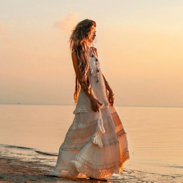 Lacey Romance Maxi: A Boho-Chic Wedding Dress for the Free-Spirited Bride - Elegant for Beach Vacations & Resort Getaways - Multi Sizes - Image 2