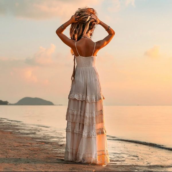 Lacey Romance Maxi: A Boho-Chic Wedding Dress for the Free-Spirited Bride - Elegant for Beach Vacations & Resort Getaways - Multi Sizes - Image 4