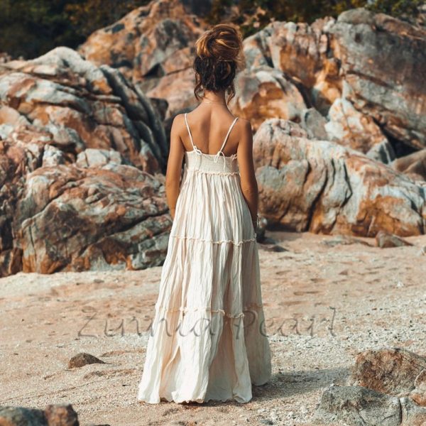 Chloe Wedding dress Bohemian Scoop Neck Dress Festival Engagement Photo Shoot Beach Reaort Vacation Maxi Dress One Size One Plus Size - Image 3