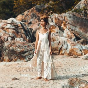 Chloe Wedding dress Bohemian Scoop Neck Dress Festival Engagement Photo Shoot Beach Reaort Vacation Maxi Dress One Size One Plus Size