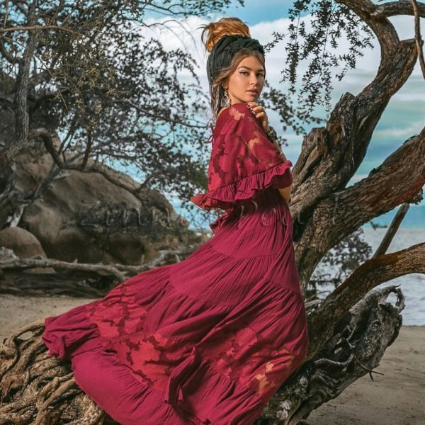 Embrace Old-World Charm with the Lunette Lace-Trimmed Dress - Your Must-Have for Engagements, Resort Retreats, and Unforgettable Vacations - Image 2