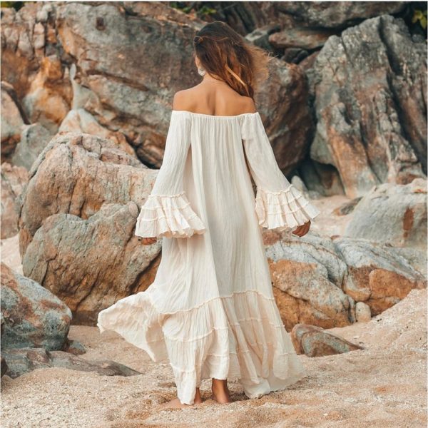 Ocean Moonlight Off Shoulder Dress Wedding Engagement Bride Beach Boho Resort Vacation Elegant Classic Special Gift - Image 2